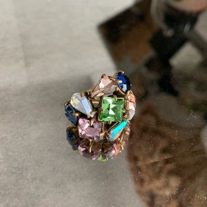 J. Crew crystal multicolor embellished ring size 6